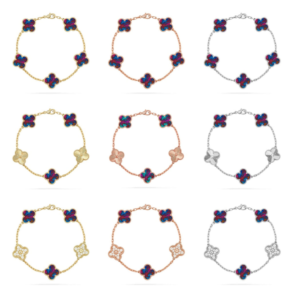 [sparkle Jewelry ]CLOVER 5 MOTIF COLOR GEMSTONES BRACELET COLLECTION