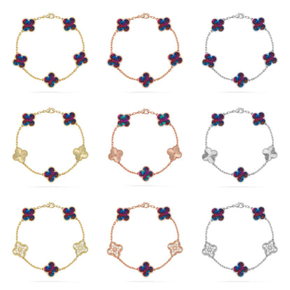 [sparkle Jewelry ]CLOVER 5 MOTIF COLOR GEMSTONES BRACELET COLLECTION