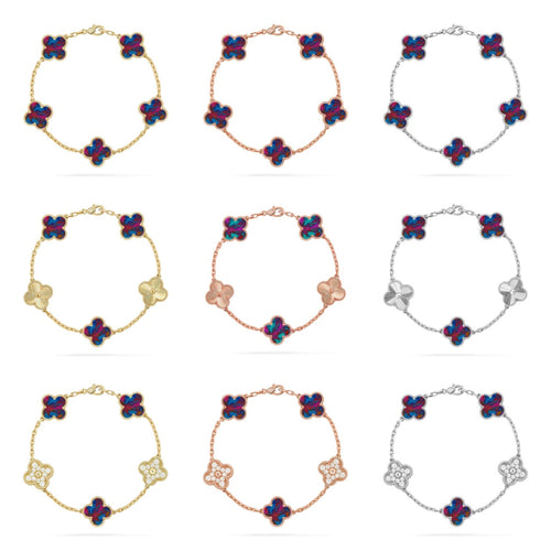 [sparkle Jewelry ]CLOVER 5 MOTIF COLOR GEMSTONES BRACELET COLLECTION