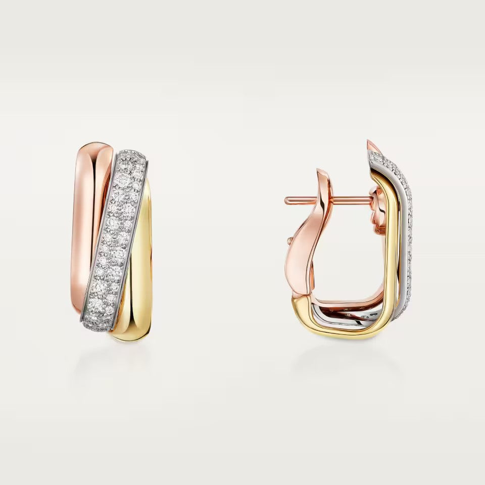 [sparkle Jewelery]TRINITY HALF DIAMOND  CUSHION EARRINGS