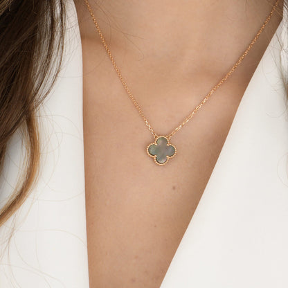 [sparkle Jewelry ]CLOVER 15MM  GRAY MOTHER OF PEARL NECKLACE