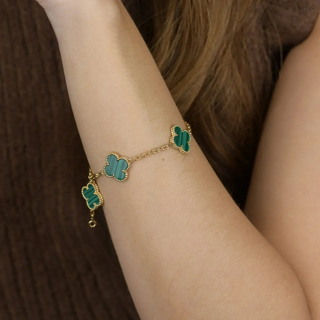 [sparkle Jewelry ] CLOVER 5 MOTIF MALACHITE BRACELET COLLECTION