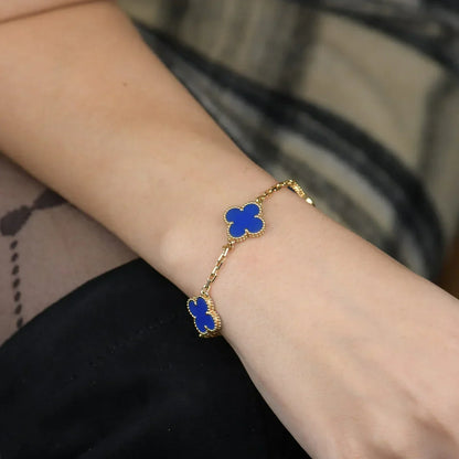 [sparkle Jewelry ] CLOVER 5 MOTIF BLUE AGATE BRACELET COLLECTION