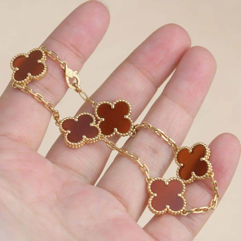 [sparkle Jewelry ] CLOVER 5 MOTIF RED CORNELIAN BRACELET COLLECTION
