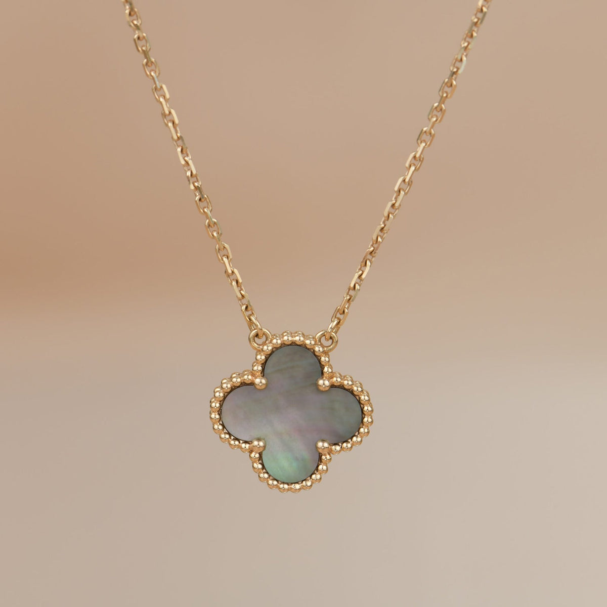 [sparkle Jewelry ]CLOVER 15MM  GRAY MOTHER OF PEARL NECKLACE