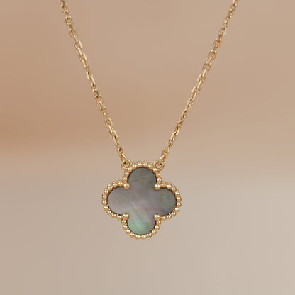 [sparkle Jewelry ]CLOVER 15MM  GRAY MOTHER OF PEARL NECKLACE