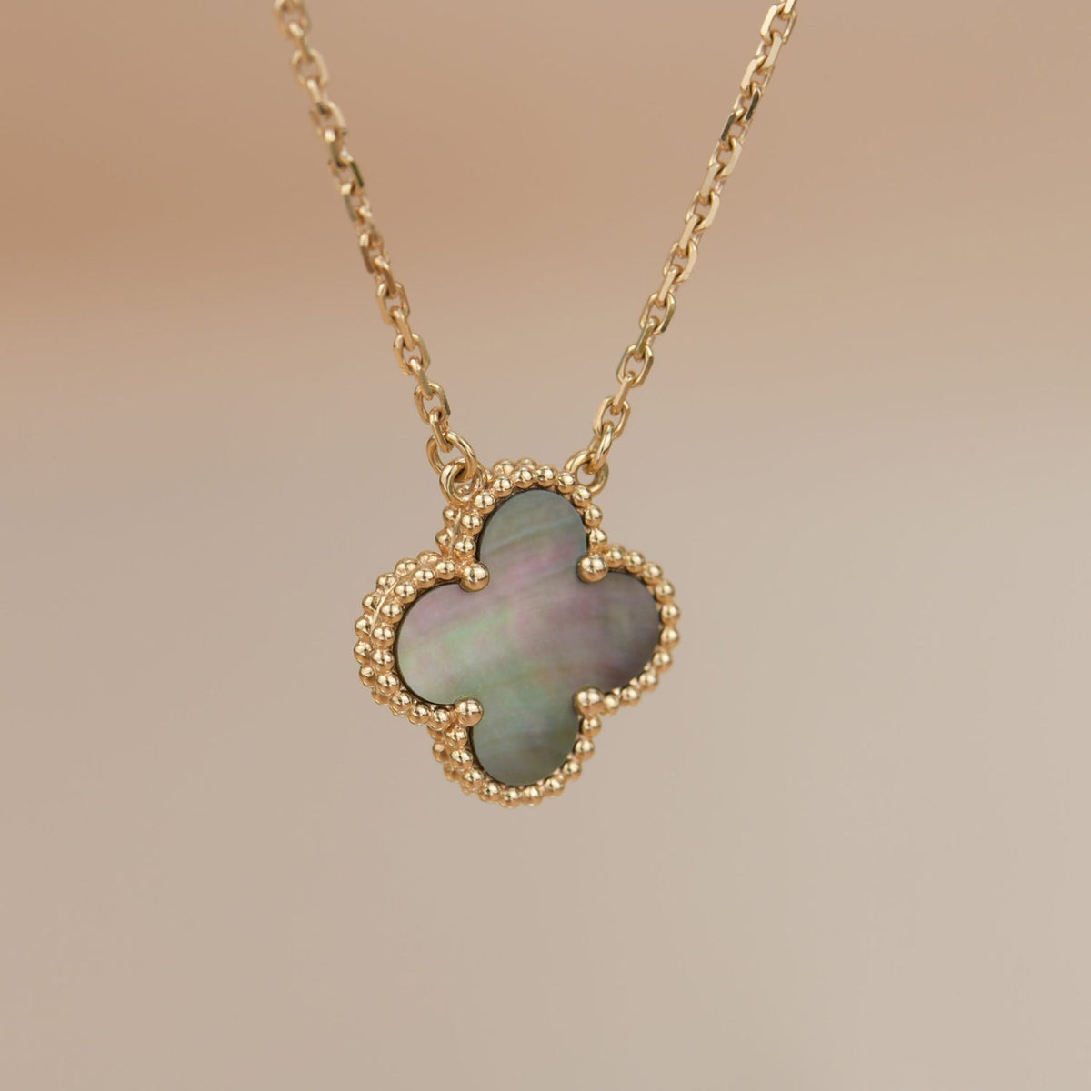 [sparkle Jewelry ]CLOVER 15MM  GRAY MOTHER OF PEARL NECKLACE
