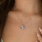 [sparkle Jewelry ]CLOVER  15MM DIAMOND LASER NECKLACE SILVER