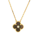 [sparkle Jewelry ]CLOVER 15MM DIAMOND AND MOTHER-OF-GREY NECKLACE