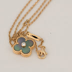 [sparkle Jewelry ]CLOVER 15MM DIAMOND AND MOTHER-OF-GREY NECKLACE