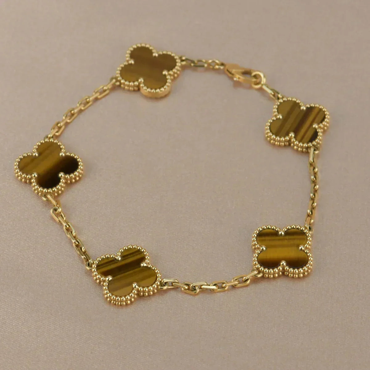 [sparkle Jewelry ] CLOVER 5 MOTIFS TIGER EYE BRACELET COLLECTION