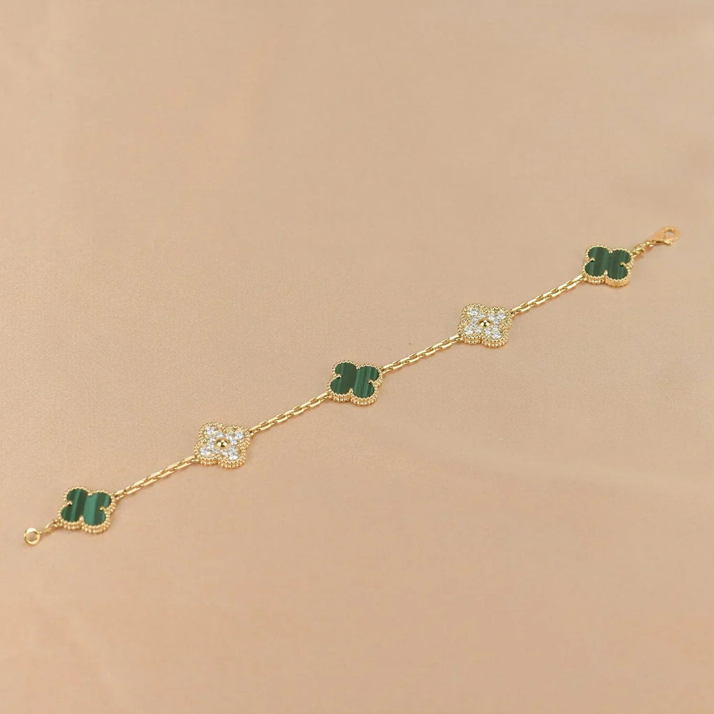 [sparkle Jewelry ] CLOVER 5 MOTIF MALACHITE BRACELET COLLECTION