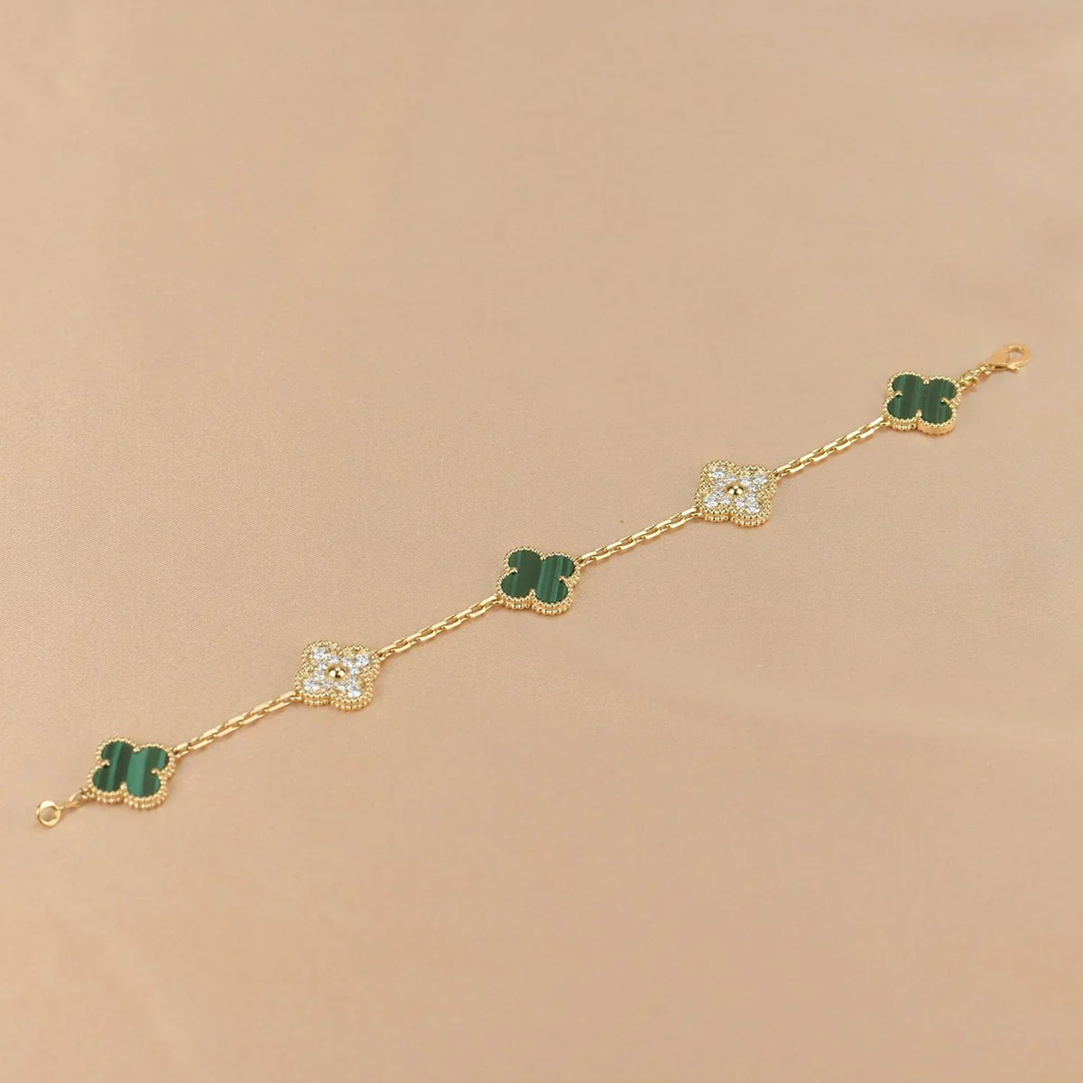 [sparkle Jewelry ] CLOVER 5 MOTIF MALACHITE BRACELET COLLECTION