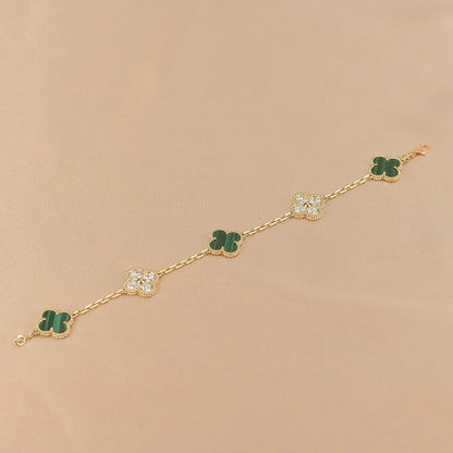 [sparkle Jewelry ] CLOVER 5 MOTIF MALACHITE BRACELET COLLECTION