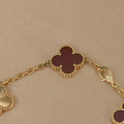 [sparkle Jewelry ] CLOVER 5 MOTIF RED CORNELIAN BRACELET COLLECTION