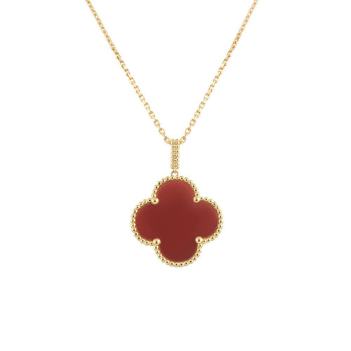 [sparkle Jewelry ]CLOVER 25MM NECKLACE GOLD CARNELIAN