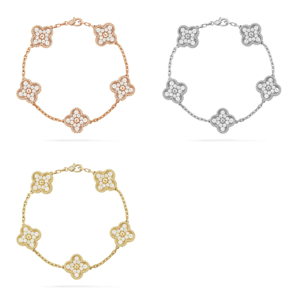 [sparkle Jewelry ] CLOVER 5 MOTIF FULL DIAMOND BRACELET COLLECTION