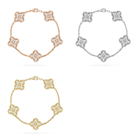 [sparkle Jewelry ] CLOVER 5 MOTIF FULL DIAMOND BRACELET COLLECTION