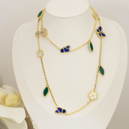 [sparkle Jewelry]LUCKY SPRING BUTTERFLY 15 FLOWER NECKLACE