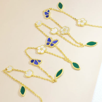 [sparkle Jewelry]LUCKY SPRING BUTTERFLY 15 FLOWER NECKLACE