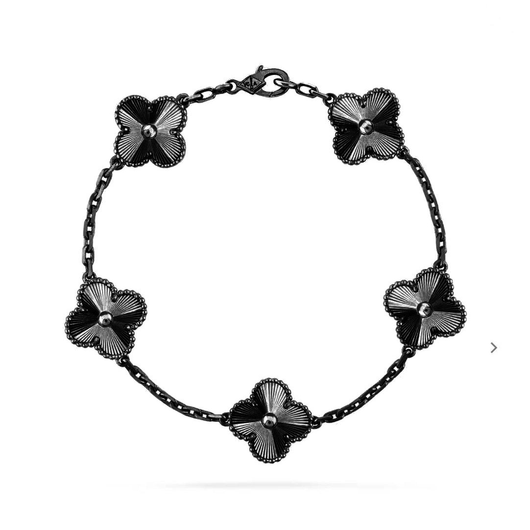 [sparkle Jewelry ]CLOVER 5 MOTIF BLACK BRACELET