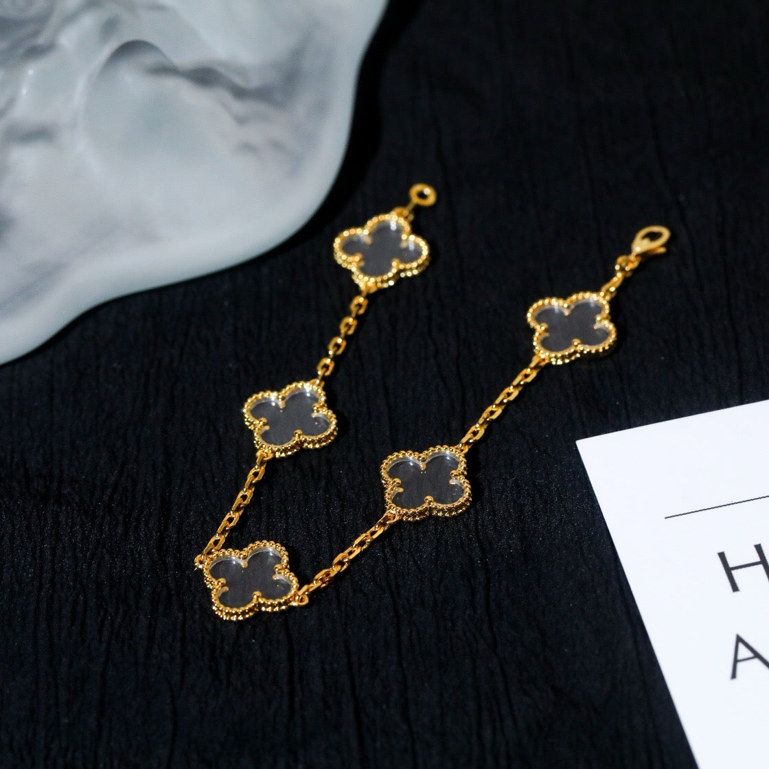 [sparkle Jewelry ]CLOVER 5 MOTIF ROCK CRYSTAL BRACELET