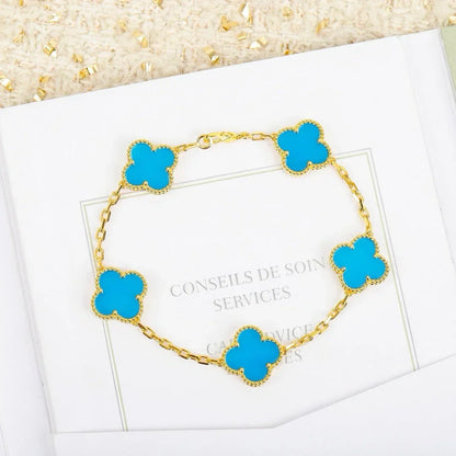 [sparkle Jewelry ] CLOVER 5 MOTIF TURQUOISE BRACELET COLLECTION