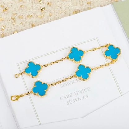 [sparkle Jewelry ] CLOVER 5 MOTIF TURQUOISE BRACELET COLLECTION