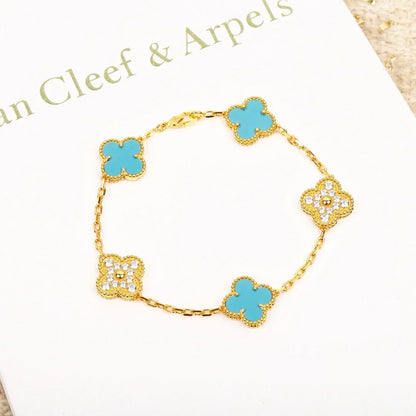 [sparkle Jewelry ] CLOVER 5 MOTIF TURQUOISE BRACELET COLLECTION