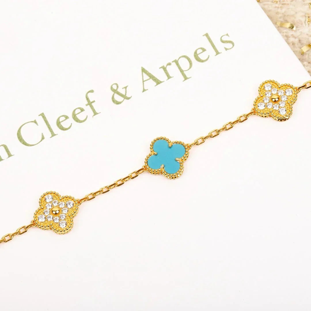[sparkle Jewelry ] CLOVER 5 MOTIF TURQUOISE BRACELET COLLECTION