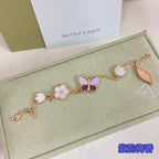 [sparkle Jewellery]LUCKY Purple Mother-of-Pearl Butterfly & Flower Bracelet