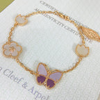 [sparkle Jewellery]LUCKY Purple Mother-of-Pearl Butterfly & Flower Bracelet