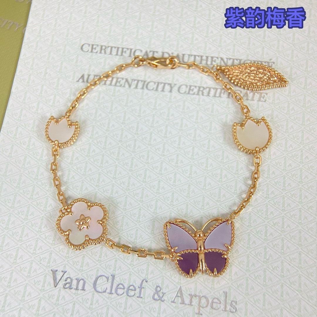 [sparkle Jewellery]LUCKY Purple Mother-of-Pearl Butterfly & Flower Bracelet