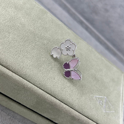 [sparkle Jewellery]Purple Mother-of-Pearl Butterfly & Flower Open Ring