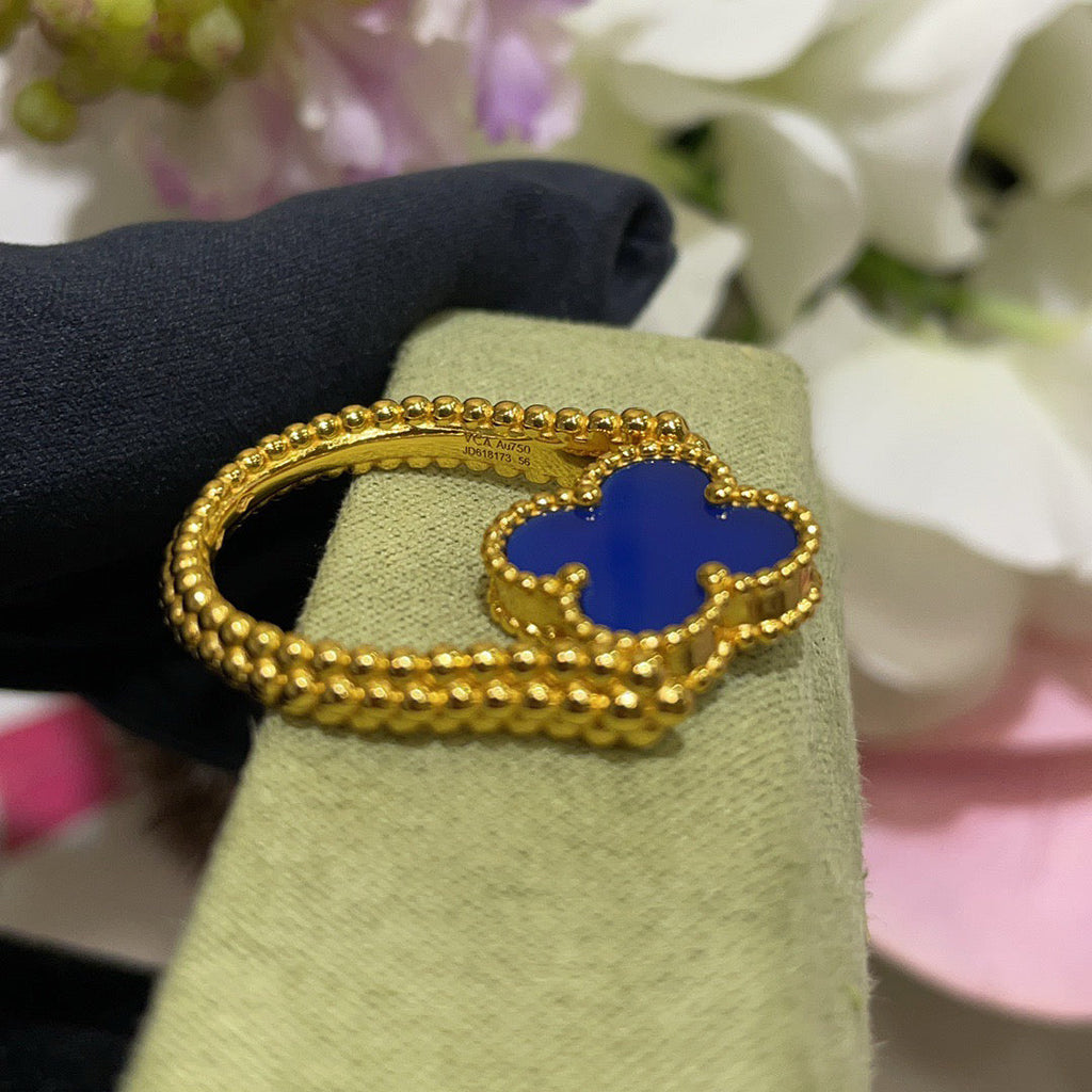 [sparkle Jewelry ]CLOVER RIVERSIBLE BLUE AGATE RING