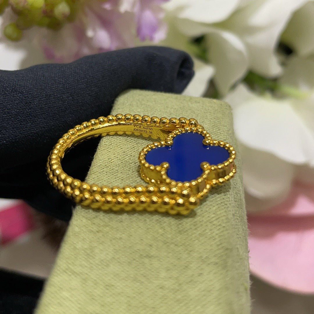 [sparkle Jewelry ]CLOVER RIVERSIBLE BLUE AGATE RING