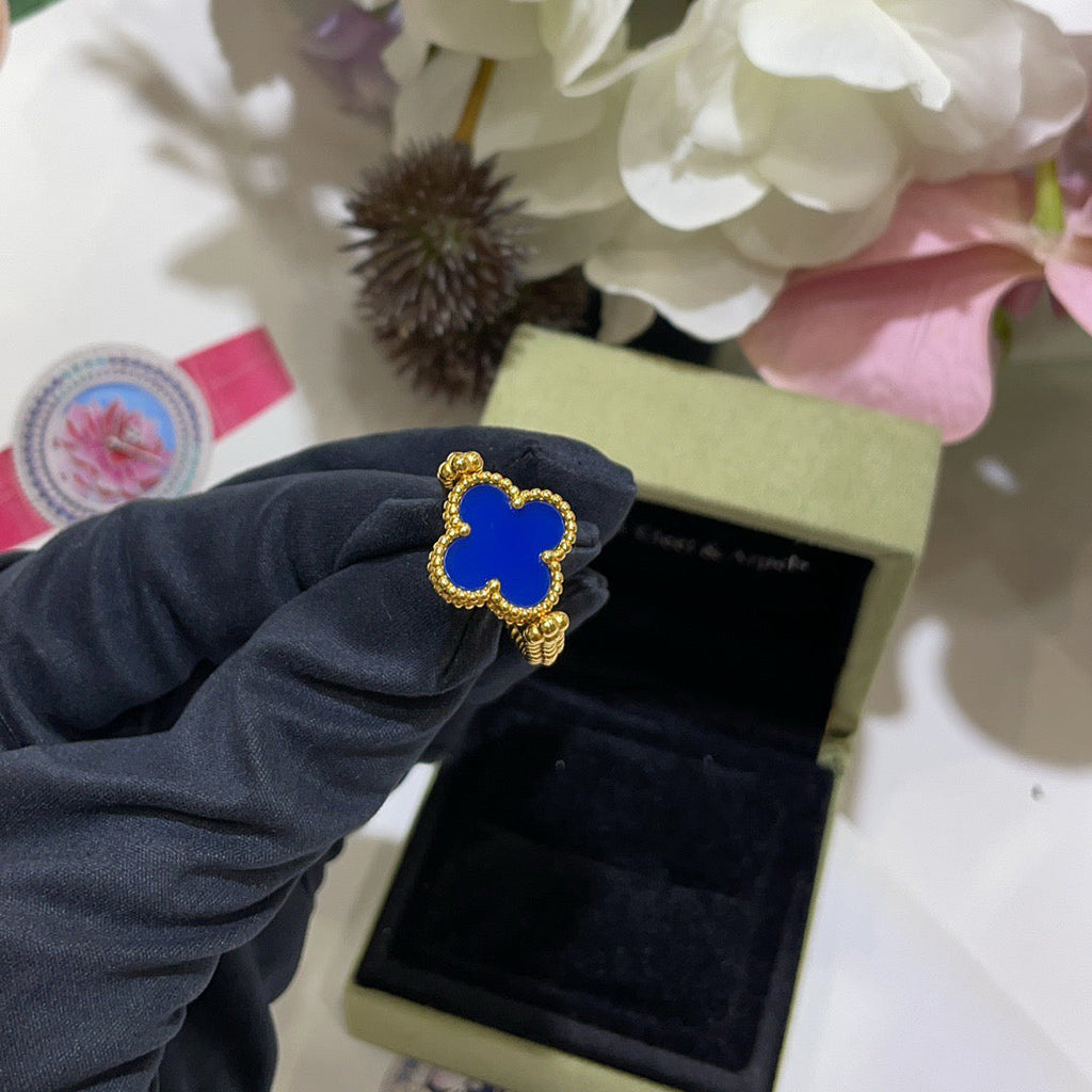 [sparkle Jewelry ]CLOVER RIVERSIBLE BLUE AGATE RING