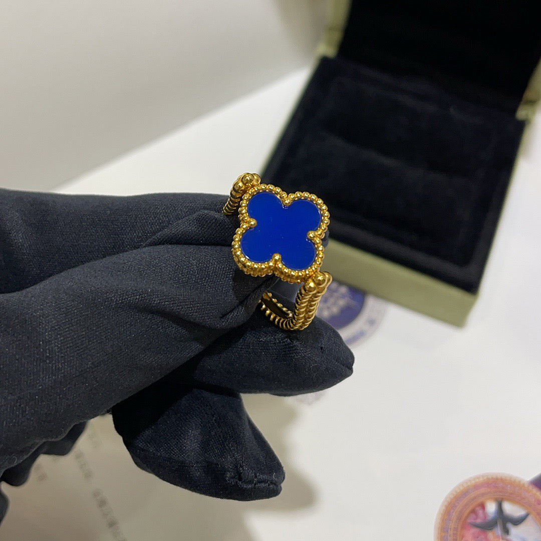 [sparkle Jewelry ]CLOVER RIVERSIBLE BLUE AGATE RING