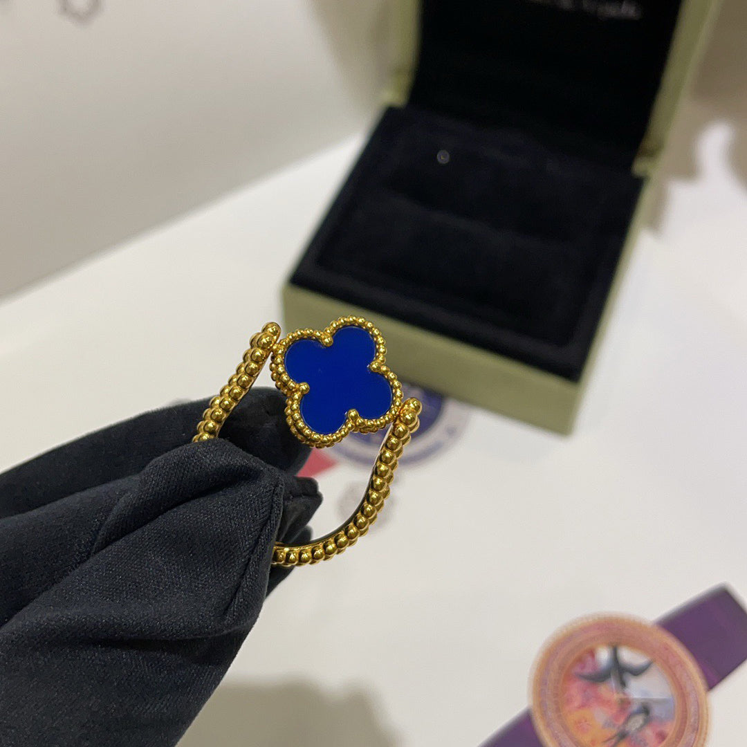 [sparkle Jewelry ]CLOVER RIVERSIBLE BLUE AGATE RING