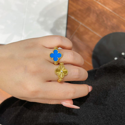 [sparkle Jewelry ]CLOVER RIVERSIBLE BLUE AGATE RING