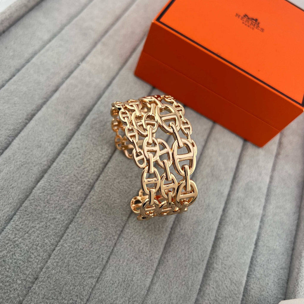 [sparkle Jewellery]H Chaîne d'Ancre Enchaînée Wide Cuff Bracelet