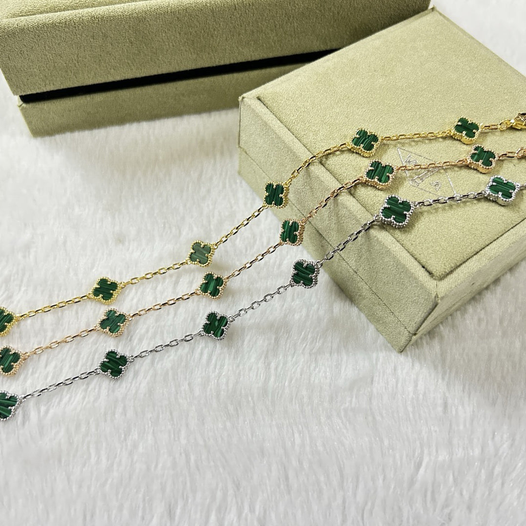 [sparkle Jewelry ]CLOVER 6 MOTIF MALACHITE BRACELET