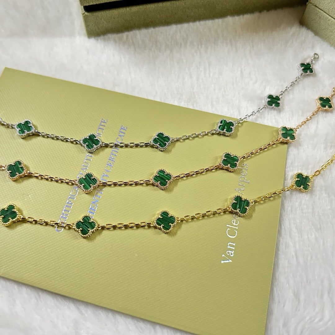 [sparkle Jewelry ]CLOVER 6 MOTIF MALACHITE BRACELET