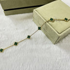 [sparkle Jewelry ]CLOVER 6 MOTIF MALACHITE BRACELET