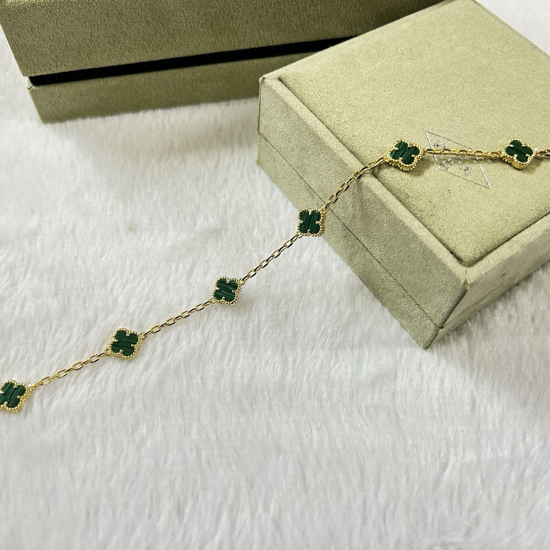 [sparkle Jewelry ]CLOVER 6 MOTIF MALACHITE BRACELET