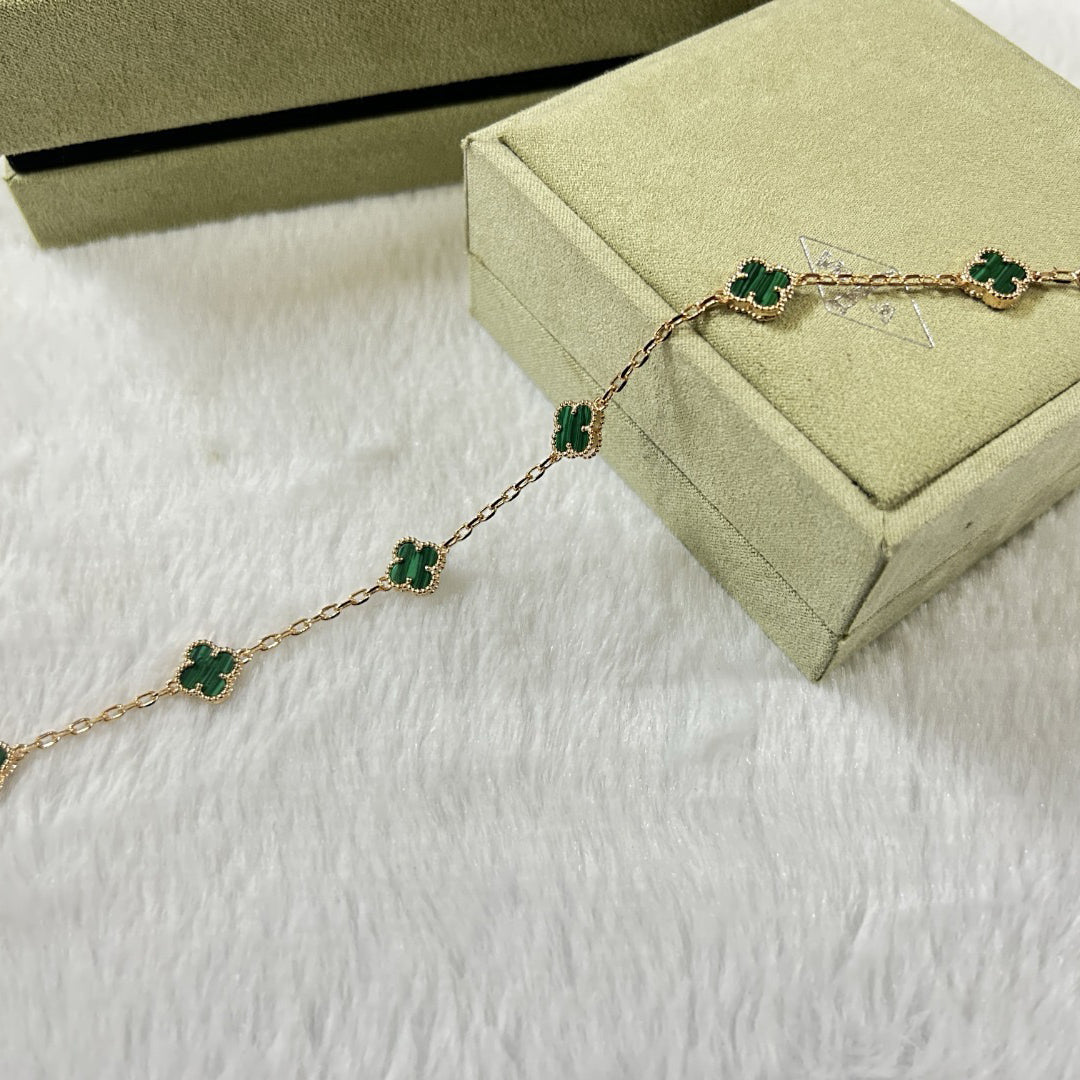 [sparkle Jewelry ]CLOVER 6 MOTIF MALACHITE BRACELET