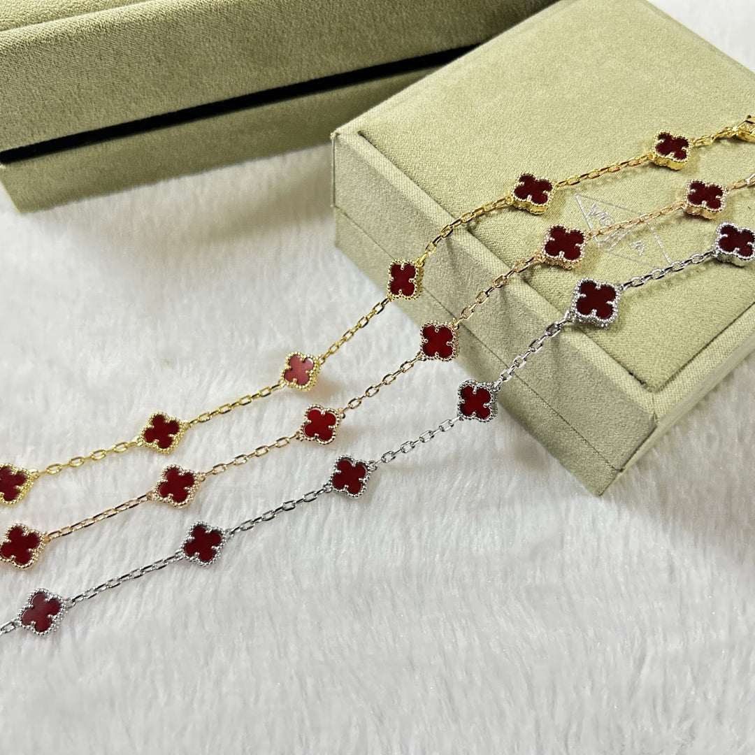 [sparkle Jewelry ]CLOVER 6 MOTIF RED AGATE BRACELET