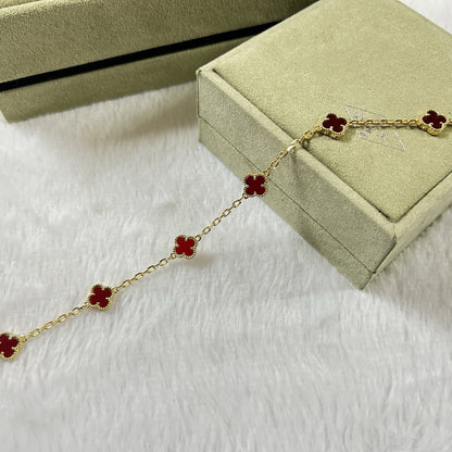 [sparkle Jewelry ]CLOVER 6 MOTIF RED AGATE BRACELET