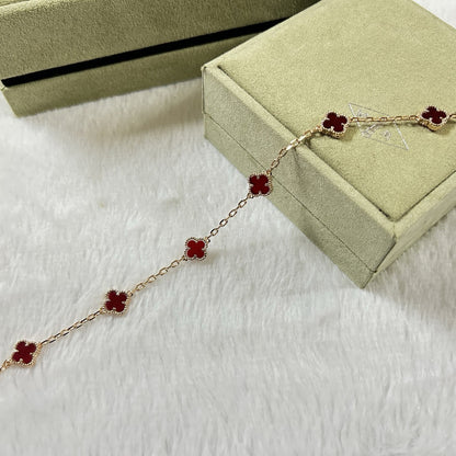[sparkle Jewelry ]CLOVER 6 MOTIF RED AGATE BRACELET
