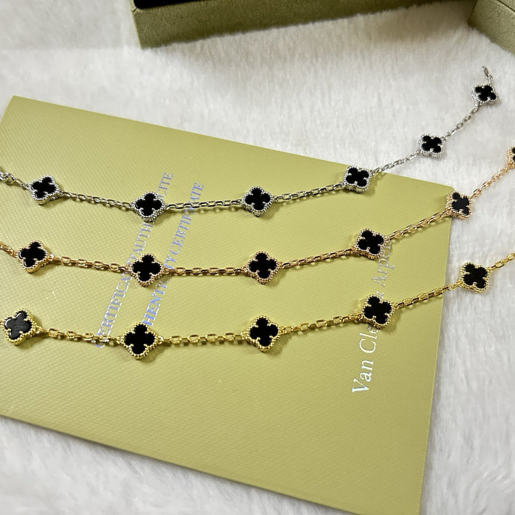 [sparkle Jewelry ]CLOVER 6 MOTIF  ONYXS BRACELET